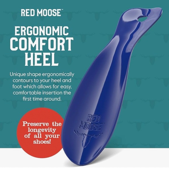 Yellow RED MOOSE Shoe Horn travel size - 7.5 Inch, Solid Steel - Durable Metal - Picture 2 of 3